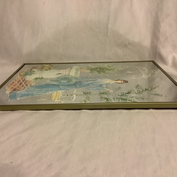 Art Deco 15” x 11” mirrored patio garden image circa 1920’s woman - Picture 4 of 6